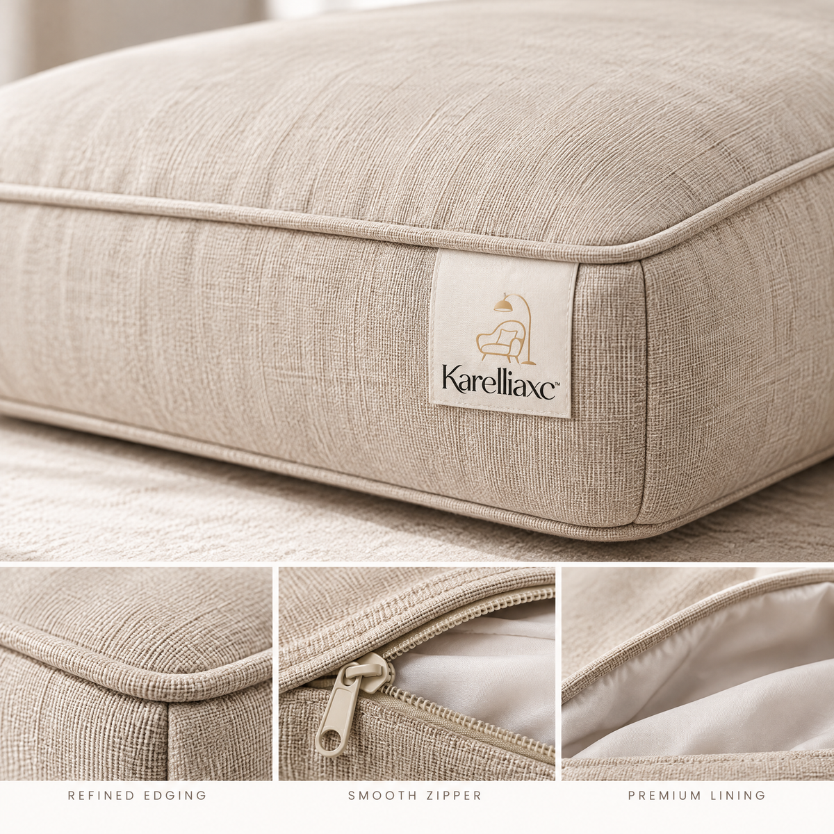 Karelliaxc™ Sofa Seat Cushion – Thick Padded Couch Cushion with Soft Upholstery, Supportive Comfort & Minimalist Home Design