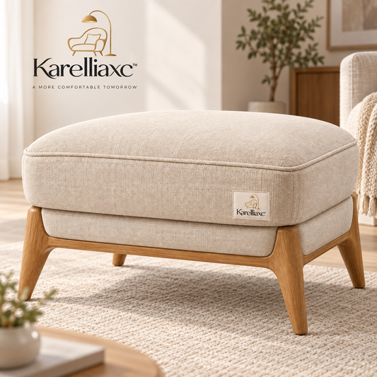 Karelliaxc™ Storage Ottoman – Upholstered Footrest with Hidden Storage, Cushioned Top & Wooden Base