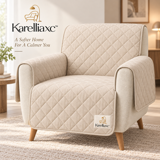 Karelliaxc™ Sofa Protective Cover – Quilted Armchair Protector with Full Seat, Backrest & Armrest Coverage