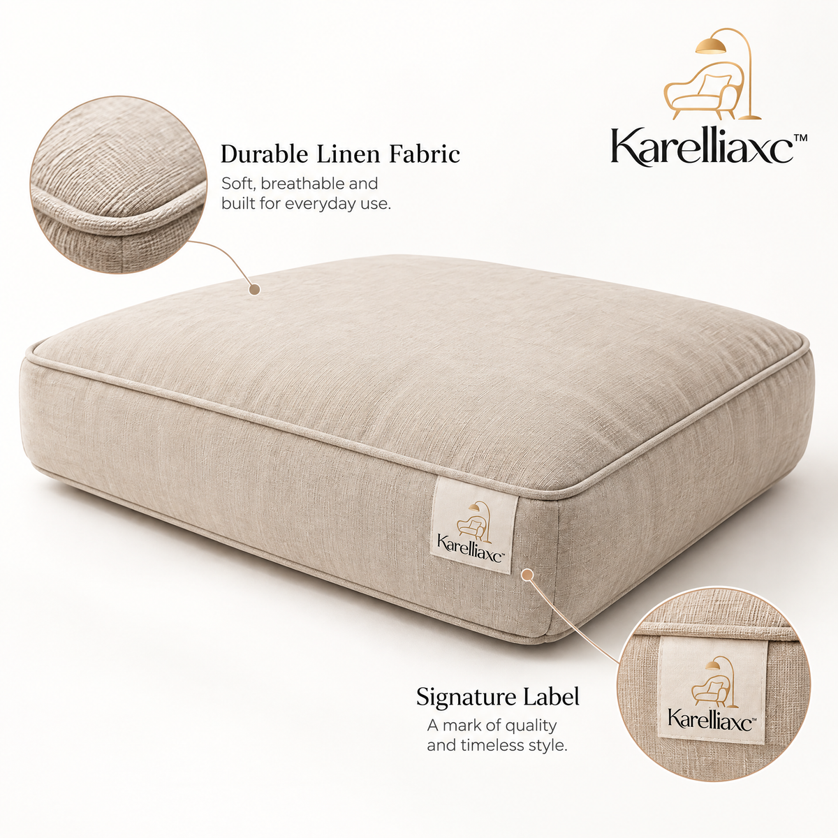 Karelliaxc™ Sofa Seat Cushion – Thick Padded Couch Cushion with Soft Upholstery, Supportive Comfort & Minimalist Home Design