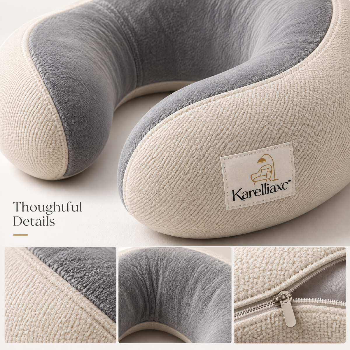 Karelliaxc™ Neck Support Pillow – U-Shaped Cervical Comfort Pillow with Wraparound Support & Soft Plush Interior