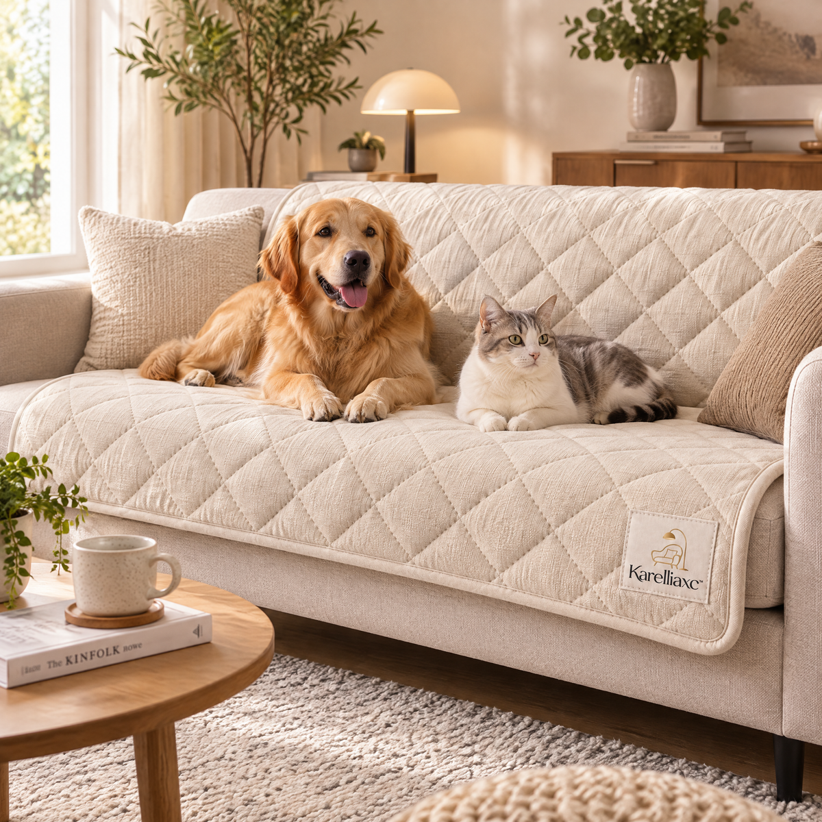 Karelliaxc™ Waterproof Sofa Pad – Quilted Couch Protector with Water-Resistant Inner Layer, Soft Padding & Multi-Purpose Furniture Coverage