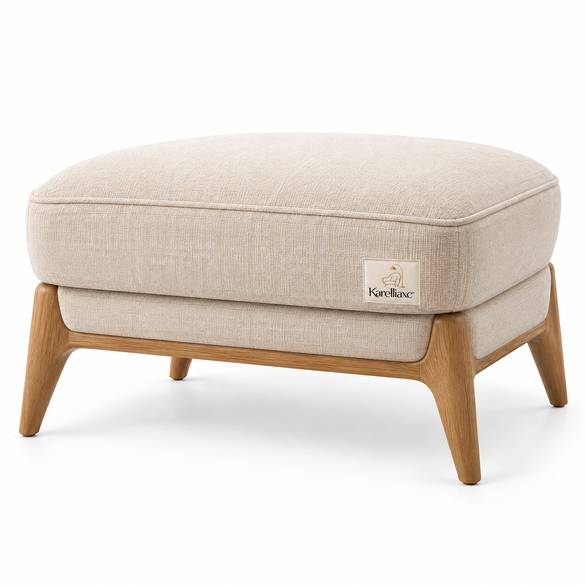 Karelliaxc™ Storage Ottoman – Upholstered Footrest with Hidden Storage, Cushioned Top & Wooden Base