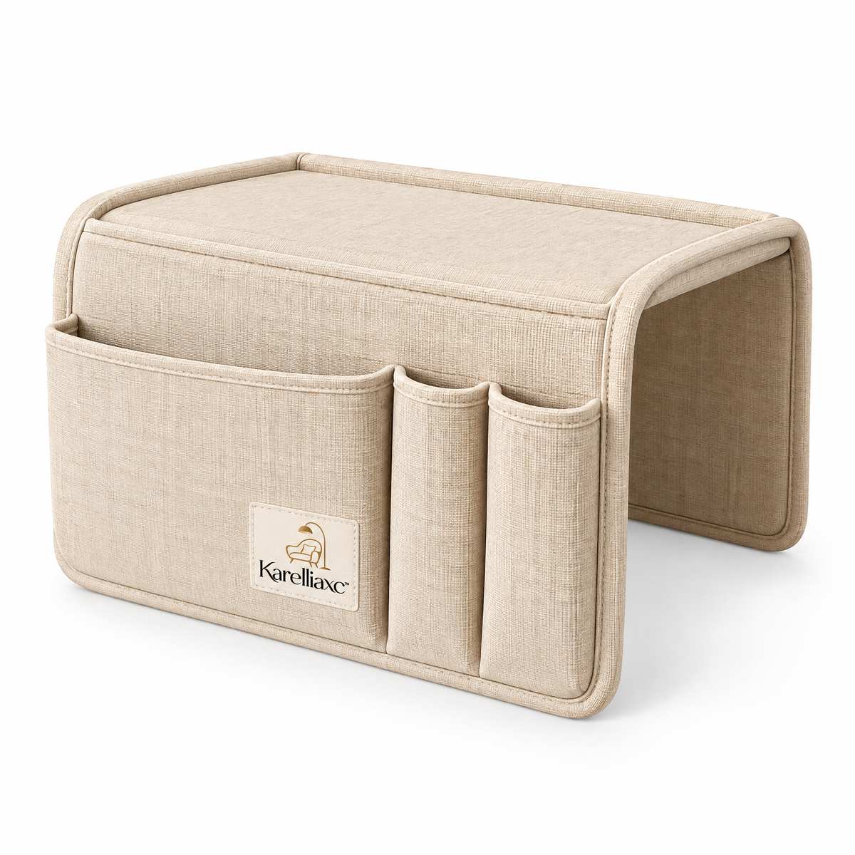 Karelliaxc™ Sofa Armrest Organizer – Hanging Couch Arm Caddy with Tabletop Surface, Multi-Pocket Storage & Space-Saving Design