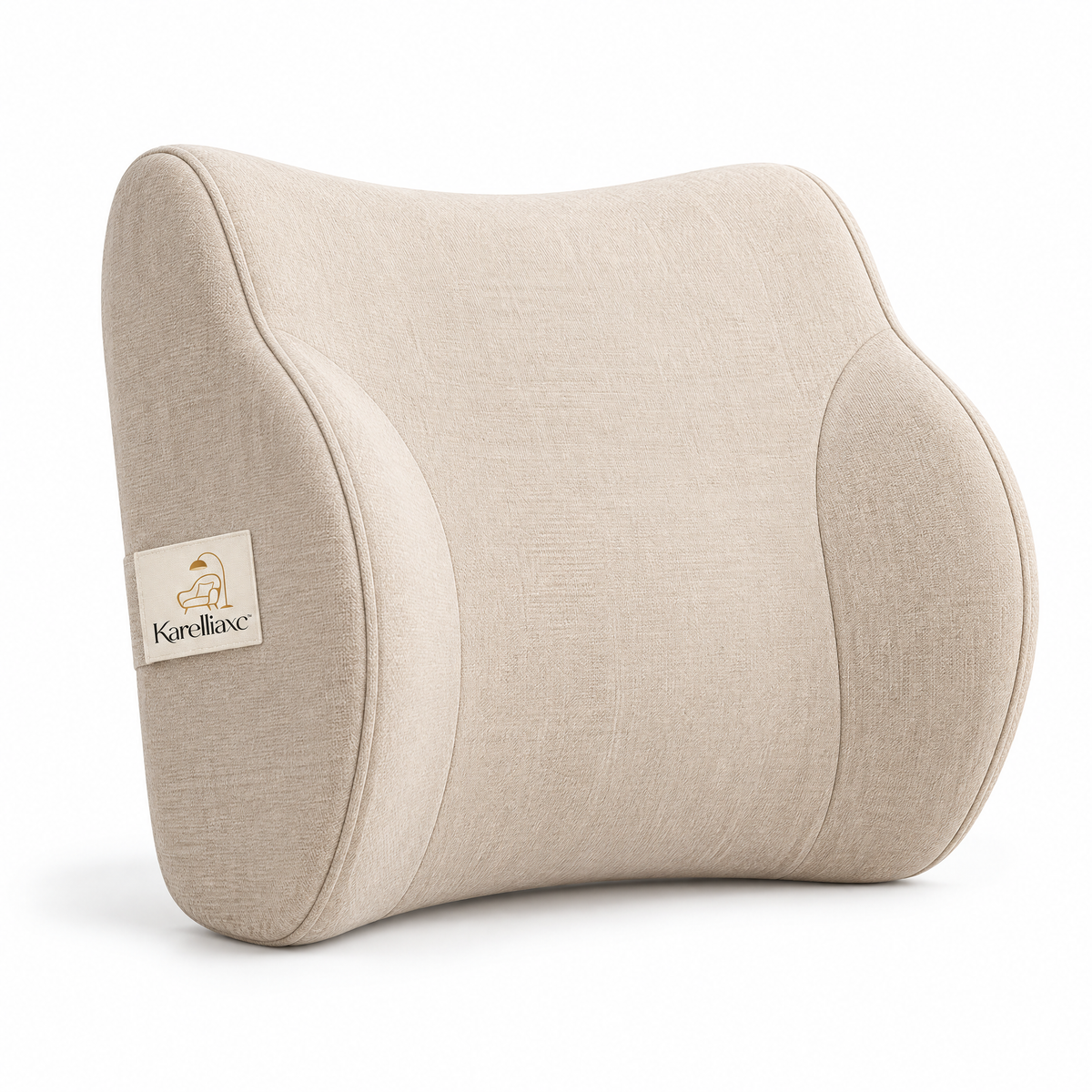 Karelliaxc™ Lumbar Support Cushion – Ergonomic Back Pillow with Side Bolster Support & Soft Upholstered Comfort