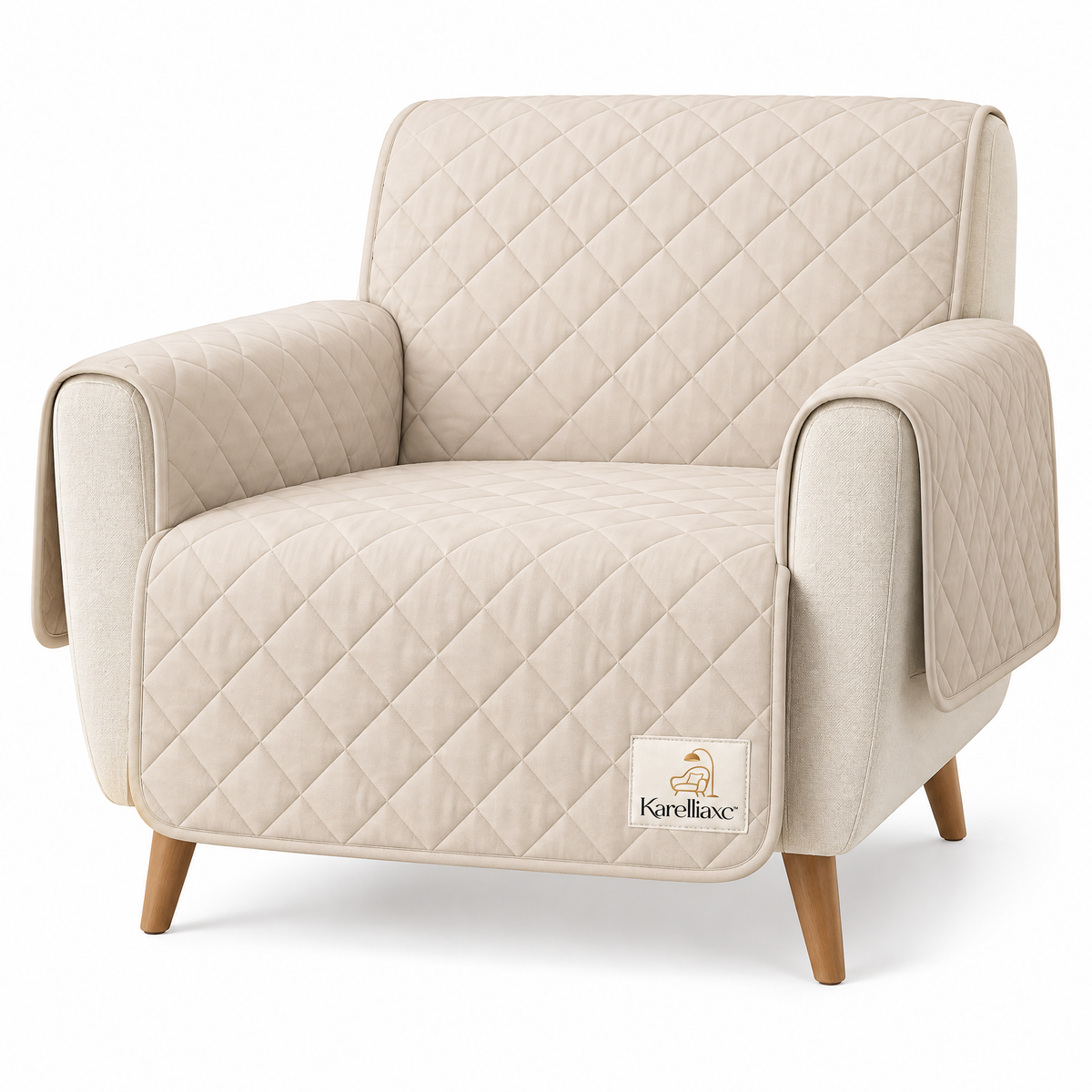 Karelliaxc™ Sofa Protective Cover – Quilted Armchair Protector with Full Seat, Backrest & Armrest Coverage